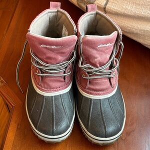 Eddie Bauer Ladies burnt red and Gray Boots